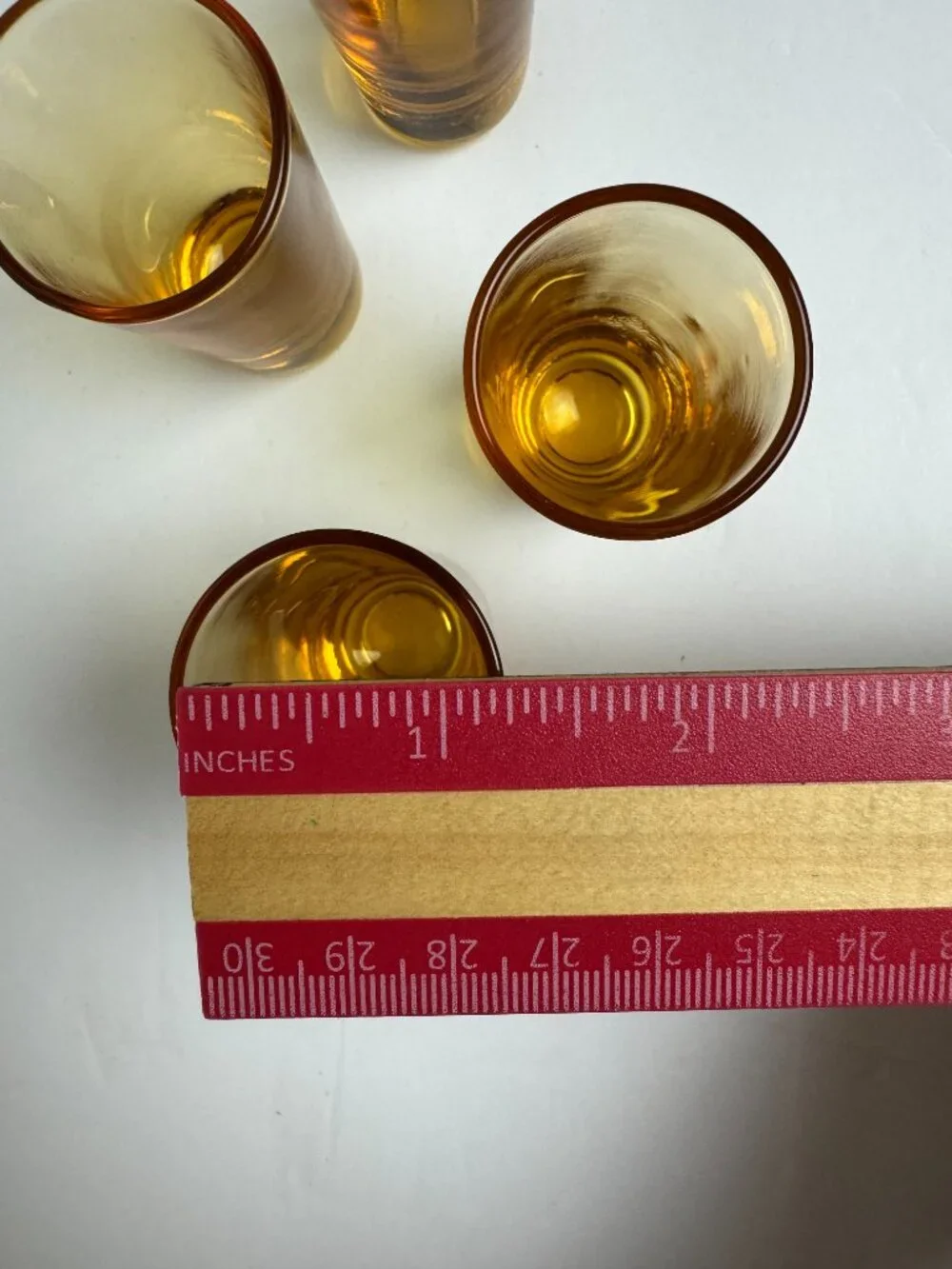 Vintage Set of 4 Amber/Cognac Colored Vodka Shot Glasses